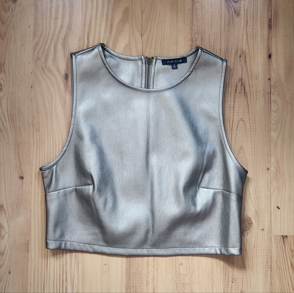 KIRIOUS LA | Gold✨️Metallic Leather Sleeveless Cropped Top